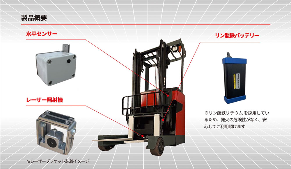 ツメ水平ポジションレーザーの製品概要の図 フォークリフト