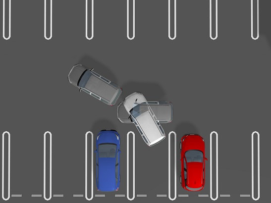 車庫入れバックギアに切り替えハンドルを左全開に切るイラスト