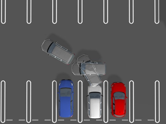 車庫入れハンドルを戻しゆっくりバックするイラスト